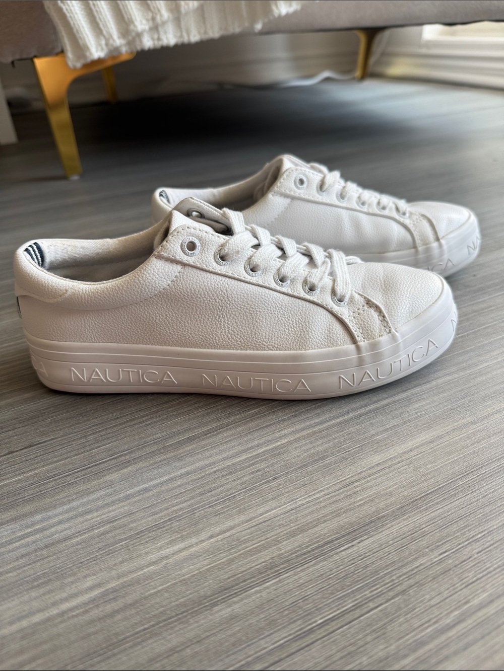 Nautica Women's All White Low-Profile Lace-Up Sneakers